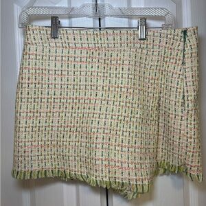 Zara - Party Pastel Feminine Festival Chic Multicolor Tweed Skort in Size S